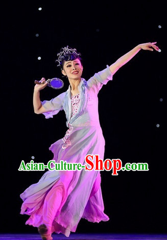 Beautiful China Classical Dancing Costumes and Headwear - Dian Jiang Chun