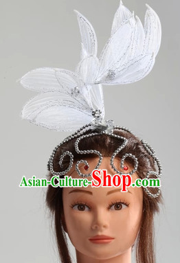 Traditional Chinese White Classical Dance Headpiece
