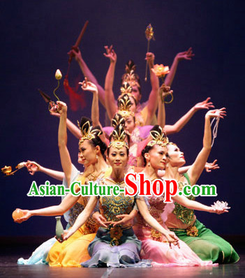 Ancient Chinese Fairy Dance Costumes and Headpieces of Various Colors