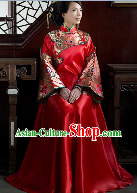 Traditional Chinese Wedding Blouse and Skirt for Brides