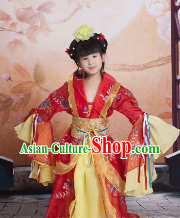 Long Tradil Tang Dynasty Princess Guzhuang Hanfu Clothing for Children