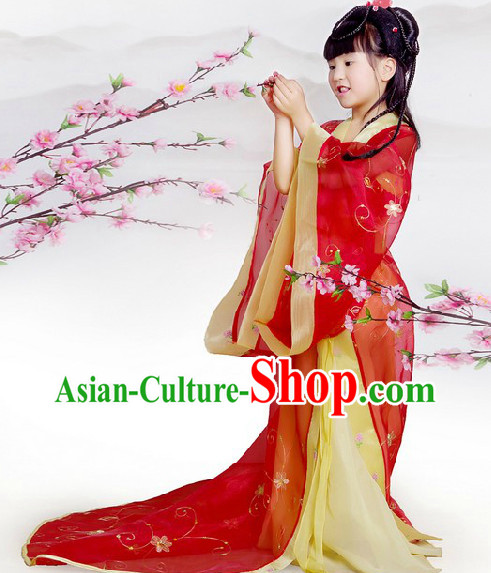 China Imperial Princess Red Hanfu Wedding Dress with Long Trail