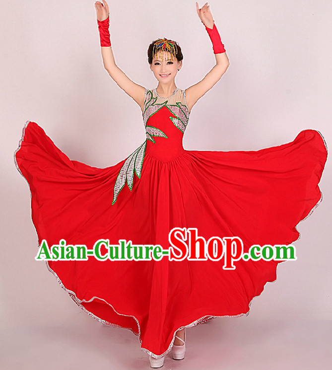 Traditional Chinese Red Opening Festival Celebration Dance Skirt