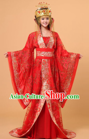 Long Tail Ancient Chinese Red Wedding Film and Video Princess Garment and Headwear