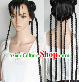 Chinese Cosplay Black Long Plait Wig