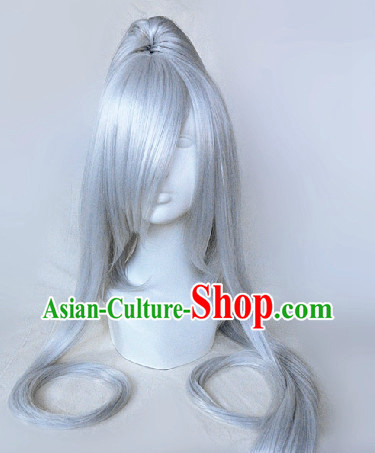 Ancient Chinese Long Grey Hair Wig for Men