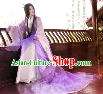 Purple Ancient Chinese Empress Clothes and Headdress Complete Set