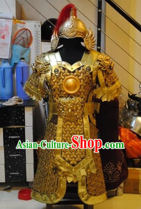 Top Quality Ancient Chinese Hero Armor Clothing and Hat Complete Set for Men