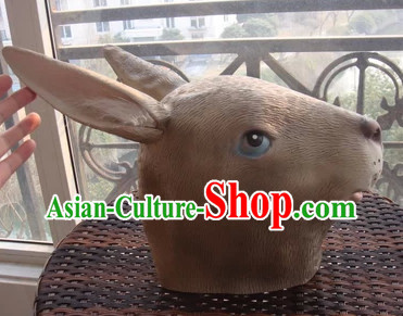 Stage Performance Grey Rabbit Head Mask