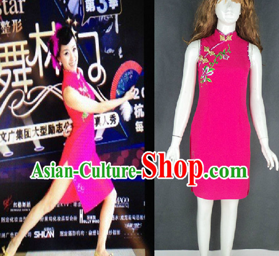 Traditional Chinese Short Cheongsam Classical Dancing Costumes