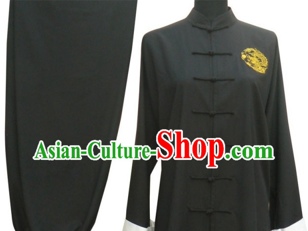 Top Long Sleeves Black Martial Arts Tai Chi Teacher Suit