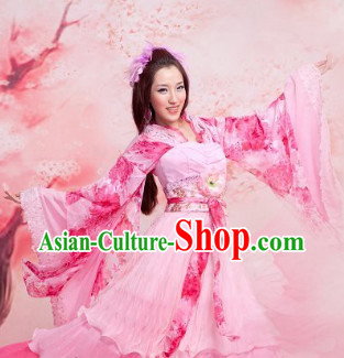 Ancient Chinese Peach Princess Clothes and Hair Accessories Complete Set