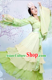 Ancient Chinese Green Princess Clothes and Hair Accessories Complete Set