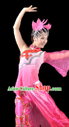 Traditional Chinese Lotus Dancing Costumes Complete Set