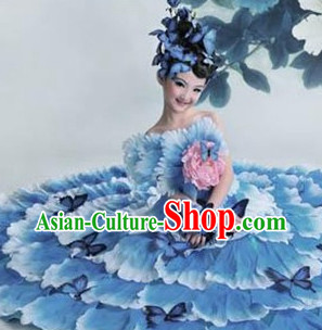 Top Petal Dancing Costumes and Headwear Complete Set for Kids