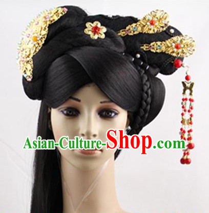 Chinese Traditional Black Long Wigs