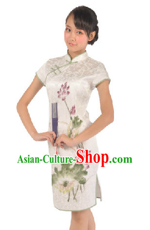 Traditional Lotus Cheongsam Dancing Dress for Women