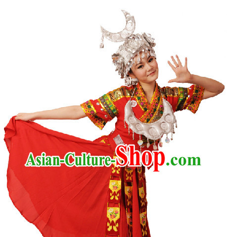 Traditional Miao Nationality Clothes and Hat for Women