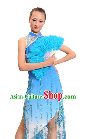 Professional Stage Performance Cheongsam Qipao and Fan