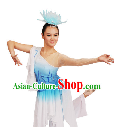 Professional Stage Performance Classical Dance Costumes and Headdress for Women - Zai Shui Yi Fang