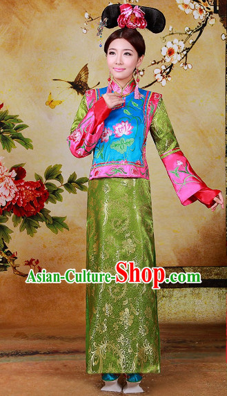 Top Chinese Style Qing Dynasty Gege Princess Halloween Costumes and Hat