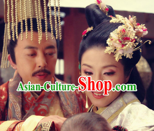 Traditional Chinese Emperor and Empress Headwear 2 Sets