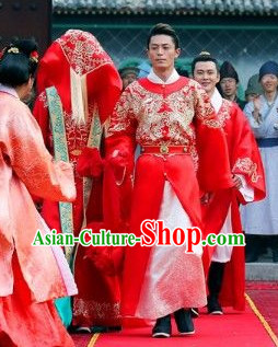 Traditional Chinese Red Wedding Dress for Bridegroom