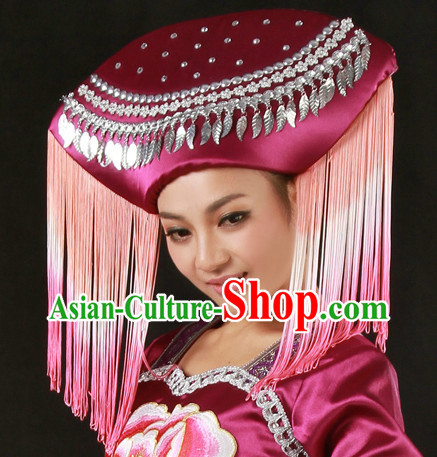 Chinese Zhuang Ethnic Dance Costumes and Headdress for Women