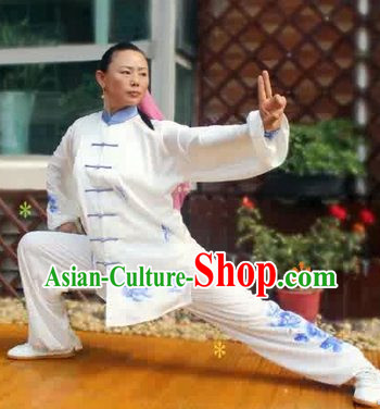 Blue Flower Kung Fu Tai Chi Silk Uniform