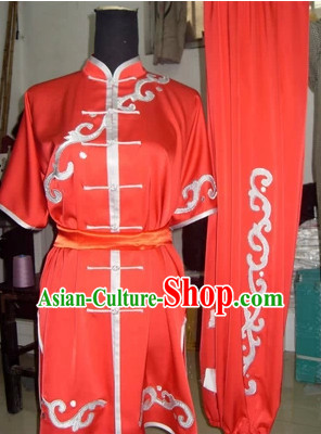Professional Red Kung Fu Tai Chi Silk Uniform