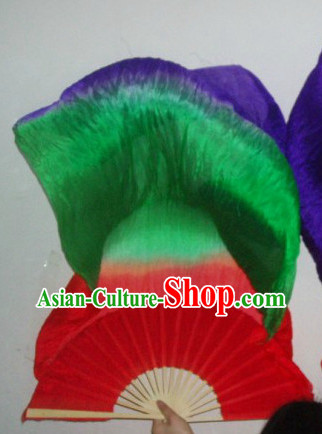 71 Inches Long Color Transition Silk Dancing Ribbon Fan