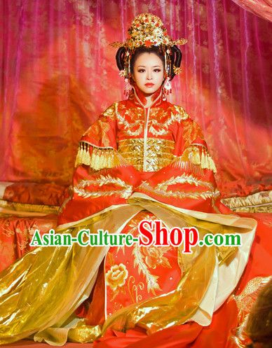 Yang Guifei Tang Dynasty Empress Phoenix Wedding Clothing and Hair Accessories for Women