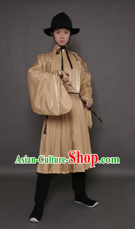 Ancient Swordman Embroidered Eagle Dresses and Black Hat Complete Set