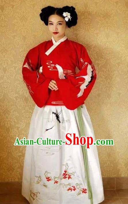 Chinese Traditional Embroidered Cranes Clothes