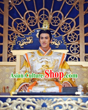 Chinese Tang Imperial Emperor Costume and Crown Complete Set