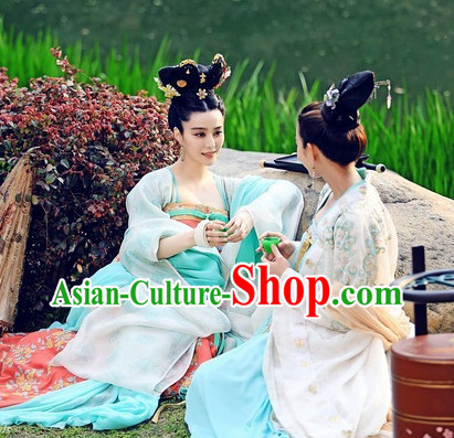 Ancient Chinese Sister Dresses and Headpieces 2 Sets