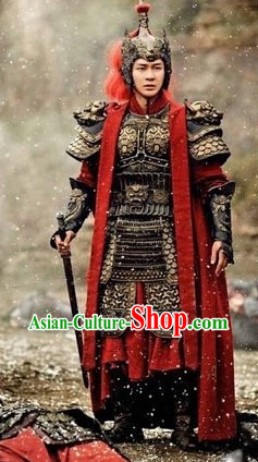 Chinese Traditional General Samurai Armor Costume and Helmet