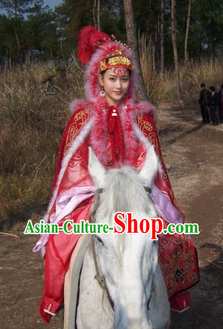 Wang Zhaojun Chinese Minority Outfit Clothing and Hat Complete Set