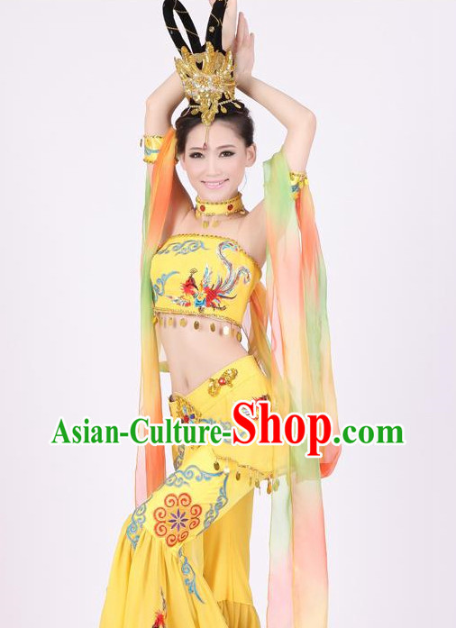 Chinese Flying Apsaras Dance Cstumes and Hair Jewelry Complete Set