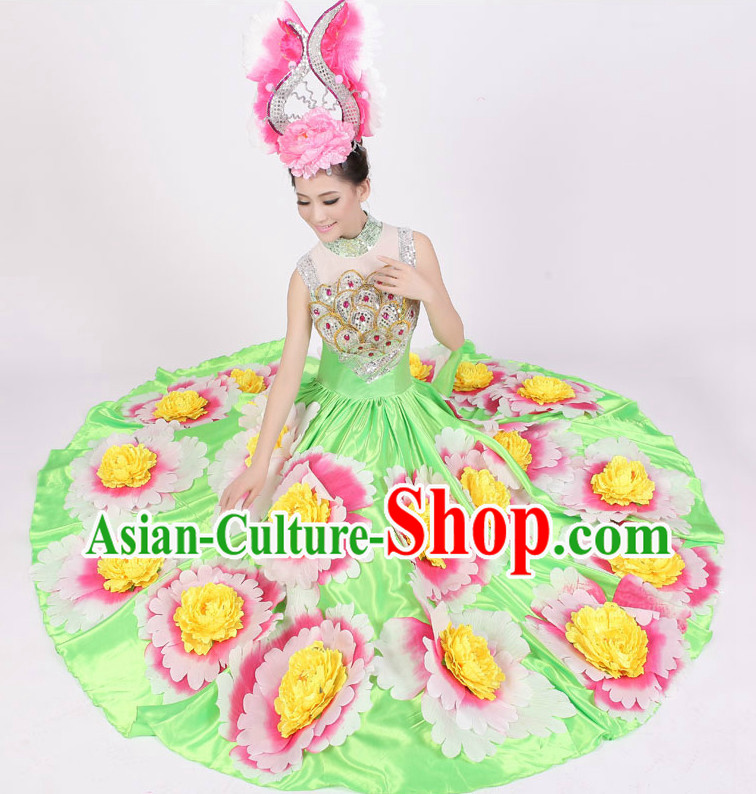 Custom Made Floral Dance Costumes and Hat