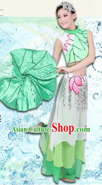 Green Lotus Folk Dance Girls Dancewear