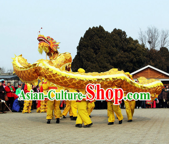 Chinese New Year Gold Dragon Dance Costumes Complete Set