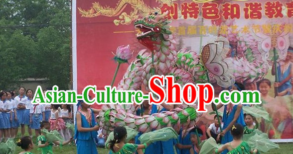 Handmade Lotus Dragon Dance Equipment for 8 Elementary School Students