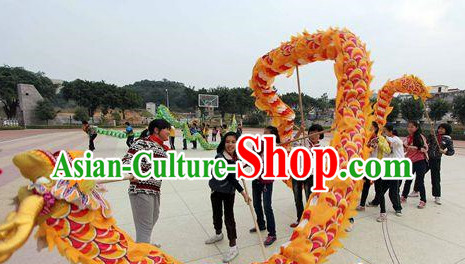 16 Meters China Yellow Red Dragon Dance Equipments for 10 Teenagers