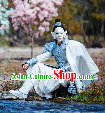 Ancient Chinese Prince Silver Armor Costumes Complete Set for Men