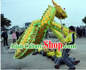 Green Gold Dragon Dance Equipments Complete Set