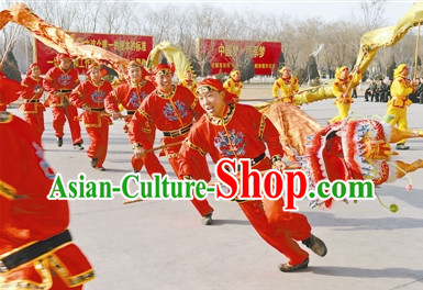 Traditional Red Dragon Dancer Uniform