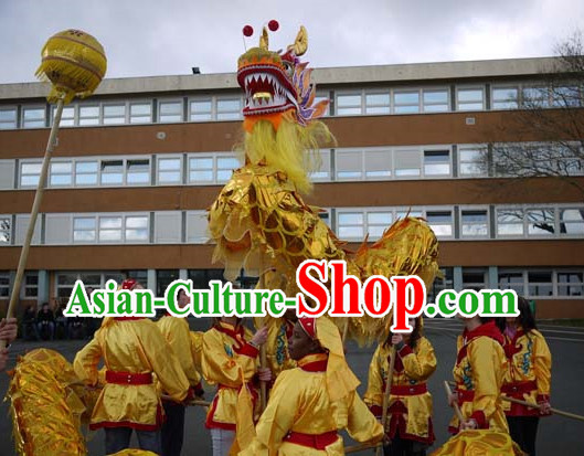 High School Parade and Competition Shinning Gold Dragon Dance Costumes Complete Set