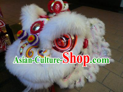 China White Fur Southern Lion Dance Equipments Complete Set