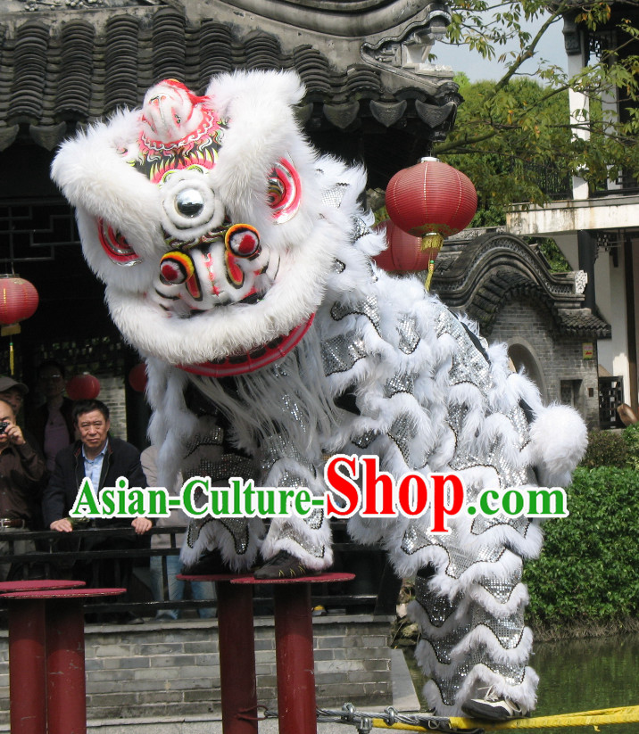 Top White Southern Lion Dance Costumes Complete Set